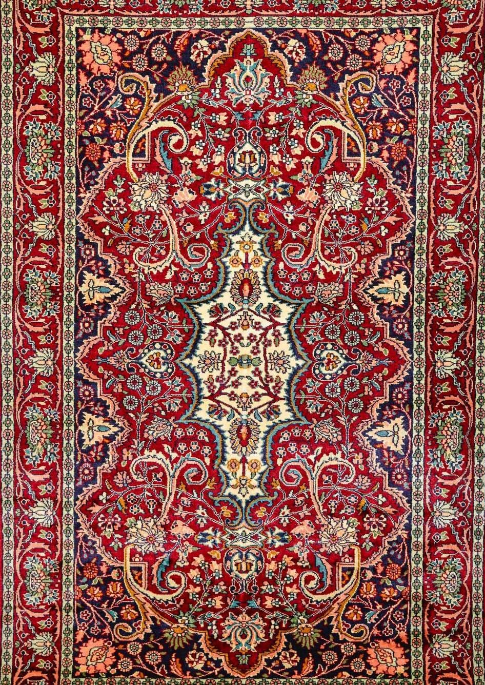 Tabrez — Crimson field, ivory medallion