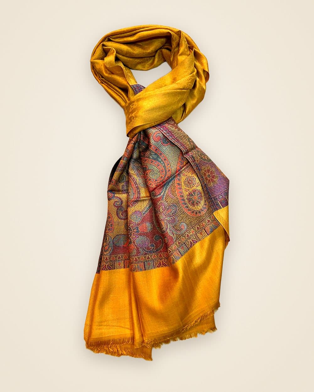 Kani Palla Stole — Saffron