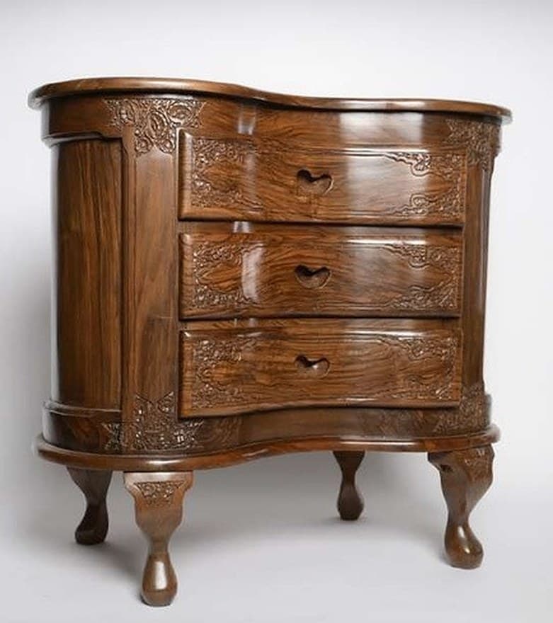 Kidney Bedside Table — Serpentine form, fine carving