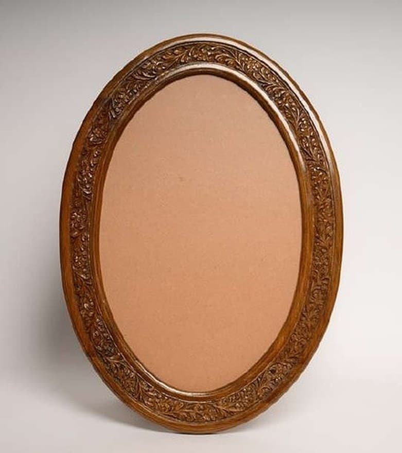 Oval Mirror or Picture Frame — Small fine carving