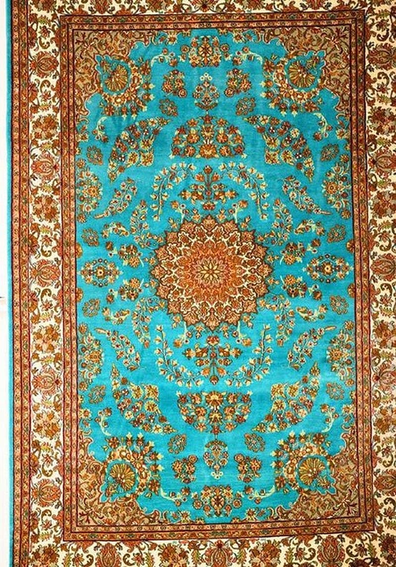 How to identify a genuine hand-knotted Kashmiri silk carpet